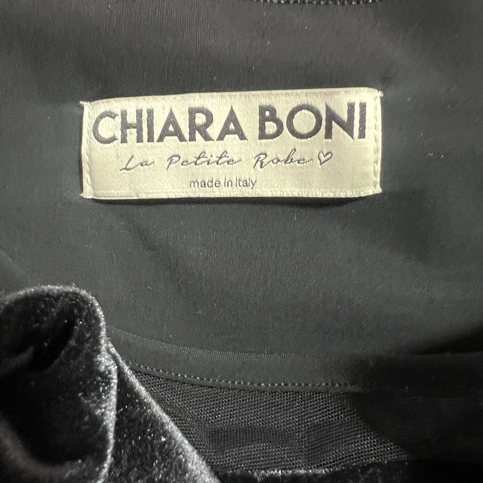 Chiara Boni La Petite Robe Velvet Lace Midi Dress Size 46 Black Stretch New