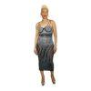 Posh By V Rhinestone Mesh Bodycon Sleeveless Dress Size L Midi See Through New