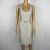 Hugo Boss Linen Dress Size 6 Beige Sleeveless Belted Dress Timeless