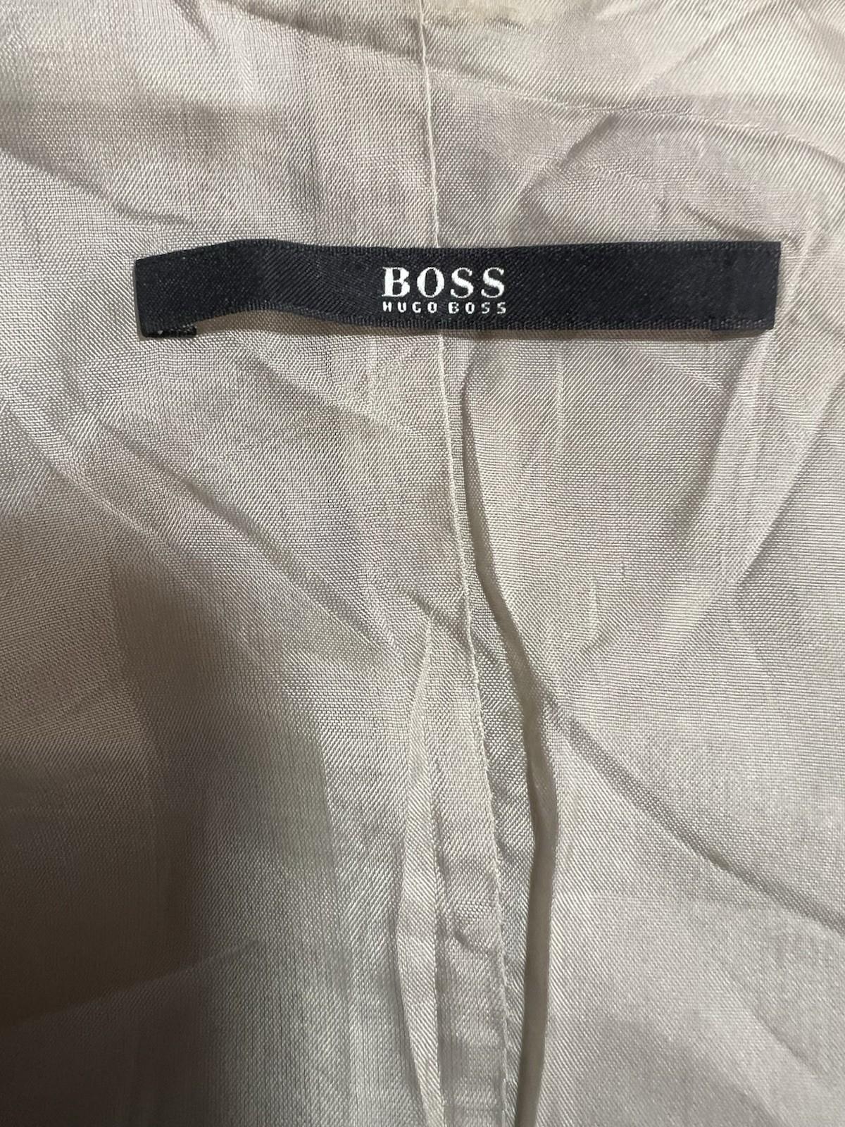 Hugo Boss Linen Dress Size 6 Beige Sleeveless Belted Dress Timeless