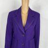 Harve Benard Wool Viscose Velvet Blazer Size 10 Purple Notch Collar Pockets