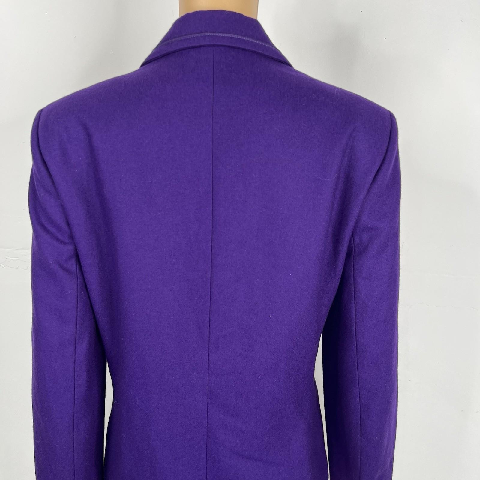 Harve Benard Wool Viscose Velvet Blazer Size 10 Purple Notch Collar Pockets