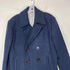 10-208.jpg JC Penney Men Wool Coat Pea Coat Size M Navy Double Breasted Lined Pockets