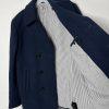 10-212.jpg JC Penney Men Wool Coat Pea Coat Size M Navy Double Breasted Lined Pockets