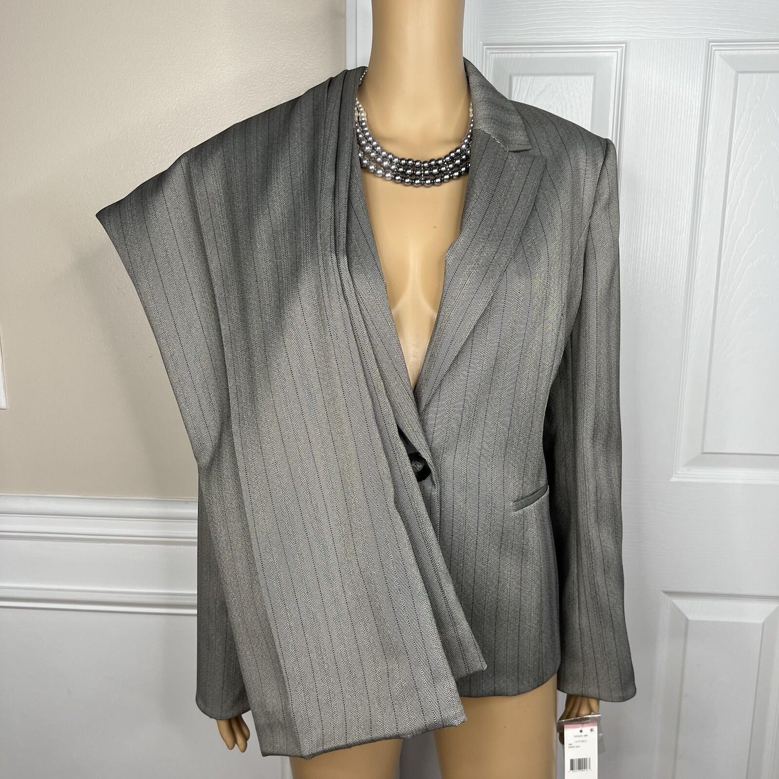Le Suit Polyester Pant Suit Size 10 Sand Striped Peak Collar Business 2PC New