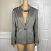 Le Suit Polyester Pant Suit Size 10 Sand Striped Peak Collar Business 2PC New
