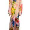 10-25.jpg New l'Atiste By Amy Maxi See Through Tier Dress M Floral Sheer Bubble Sleeves