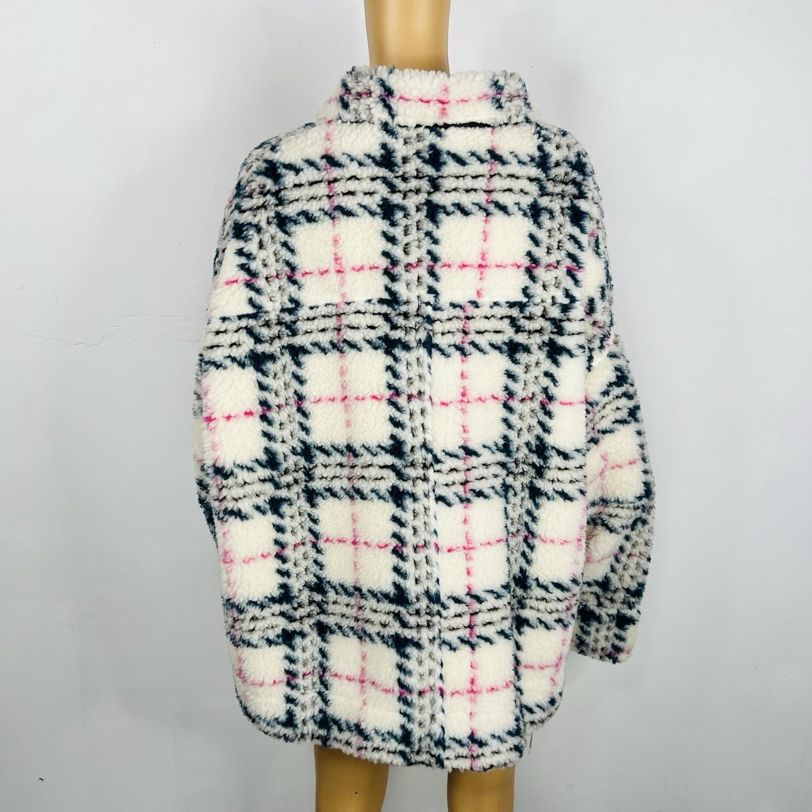 Goldberh Women Faux Fur Ski Jacket Size M plaid Full Zip Stand Up Collar Pockets