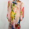 New l'Atiste By Amy Maxi See Through Tier Dress M Floral Sheer Bubble Sleeves