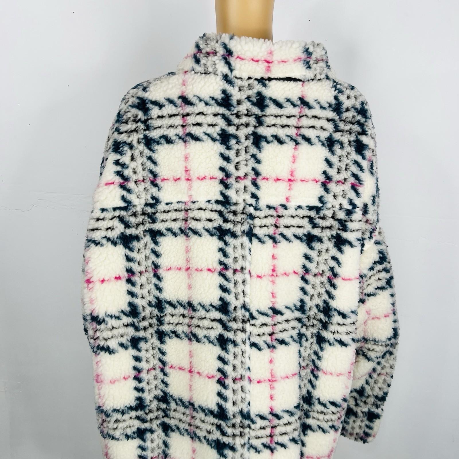 Goldberh Women Faux Fur Ski Jacket Size M plaid Full Zip Stand Up Collar Pockets