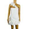 10-267.jpg Fashion Nova Scuba Material Ruffle One shoulder Mini Dress Size M White Stunning