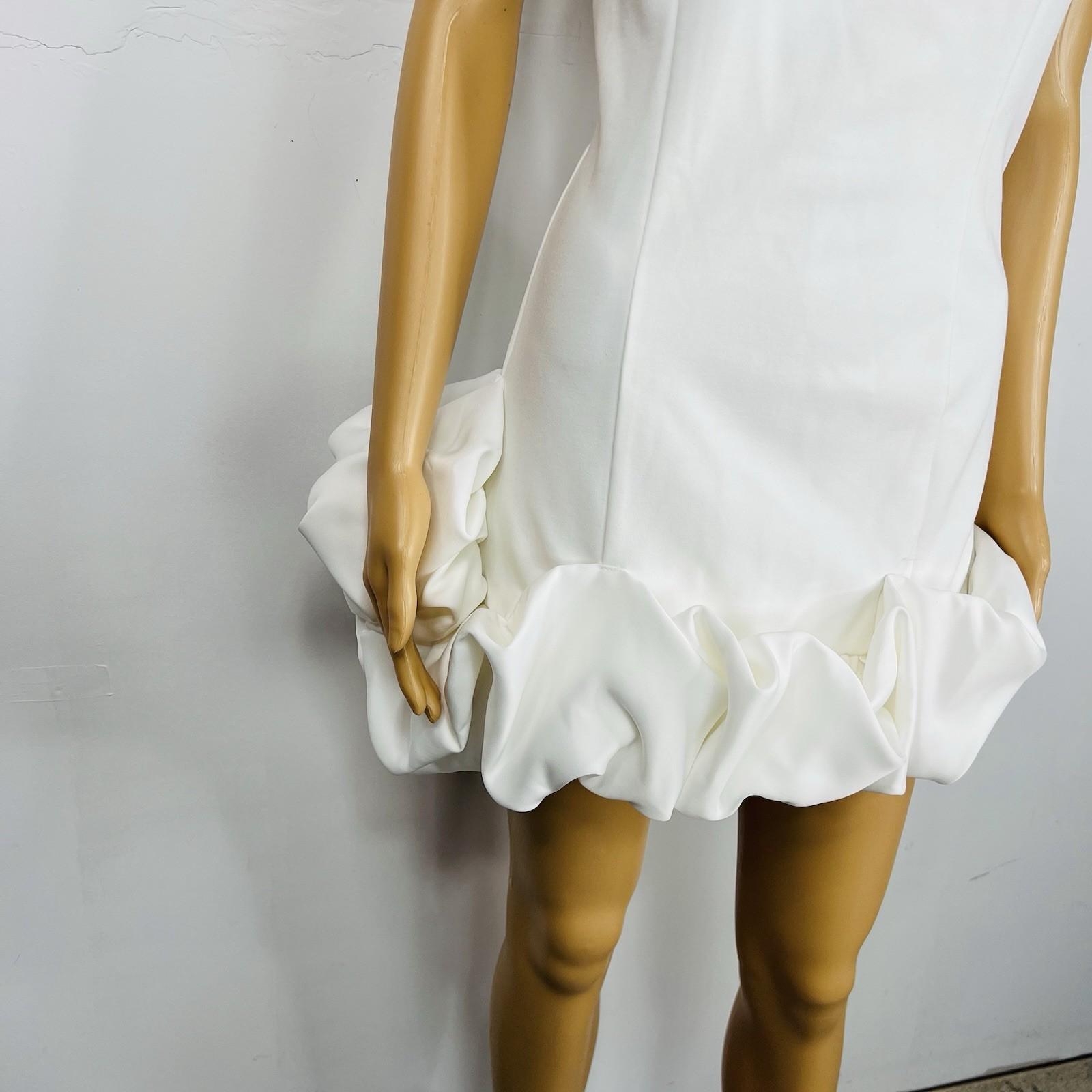 10-275.jpg Fashion Nova Scuba Material Ruffle One shoulder Mini Dress Size M White Stunning