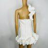 10-277.jpg Fashion Nova Scuba Material Ruffle One shoulder Mini Dress Size M White Stunning