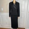 Kasper ASL Polyester Rayon Tuxedo VTG Skirt Suit 10 Black Double Breasted 2PC