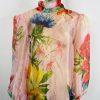 10-31.jpg New l'Atiste By Amy Maxi See Through Tier Dress M Floral Sheer Bubble Sleeves
