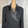 Kasper ASL Polyester Rayon Tuxedo VTG Skirt Suit 10 Black Double Breasted 2PC