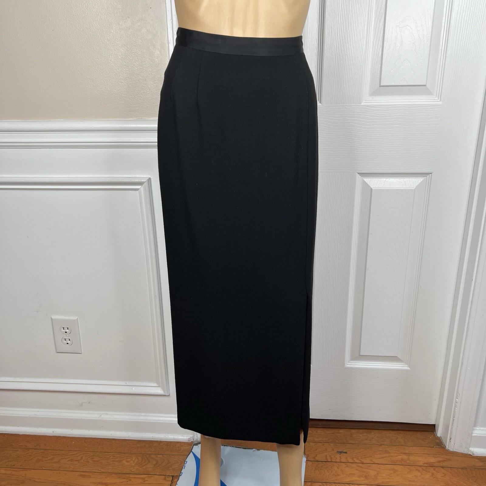Kasper ASL Polyester Rayon Tuxedo VTG Skirt Suit 10 Black Double Breasted 2PC