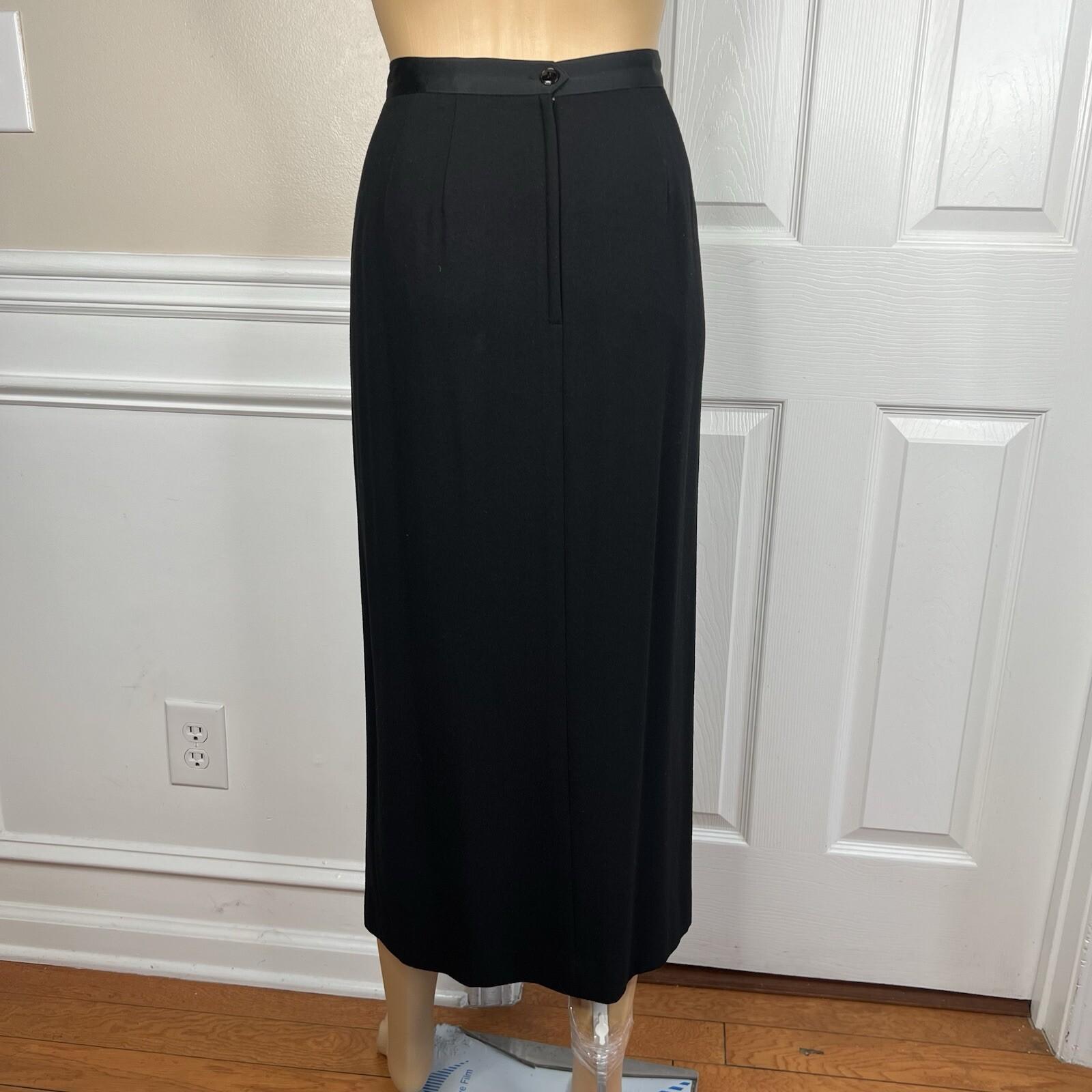 Kasper ASL Polyester Rayon Tuxedo VTG Skirt Suit 10 Black Double Breasted 2PC