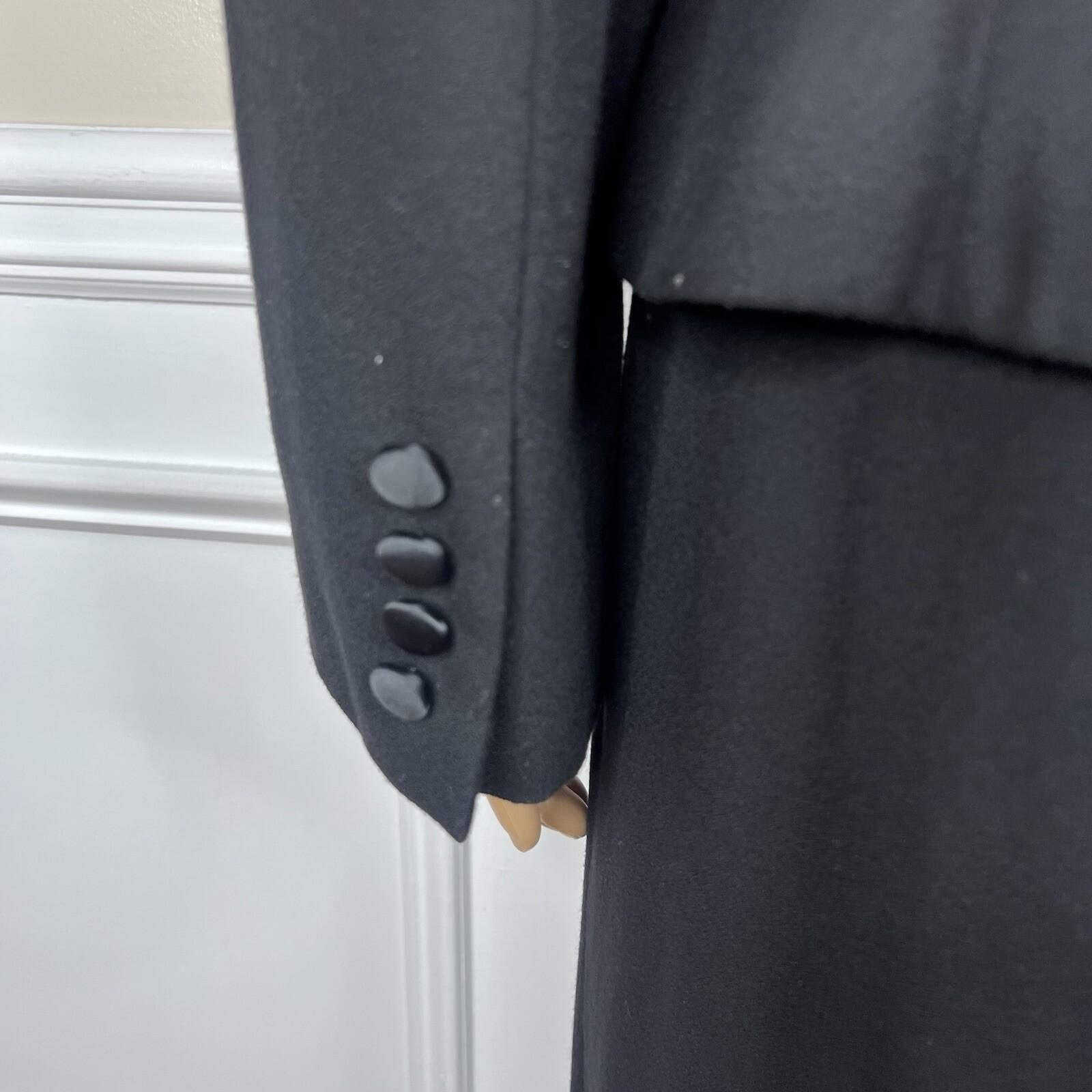 Kasper ASL Polyester Rayon Tuxedo VTG Skirt Suit 10 Black Double Breasted 2PC