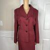 Le Suit Polyester Skirt Suit 14 Twill Bordeaux Shawl Collar Cocktail 2PC New