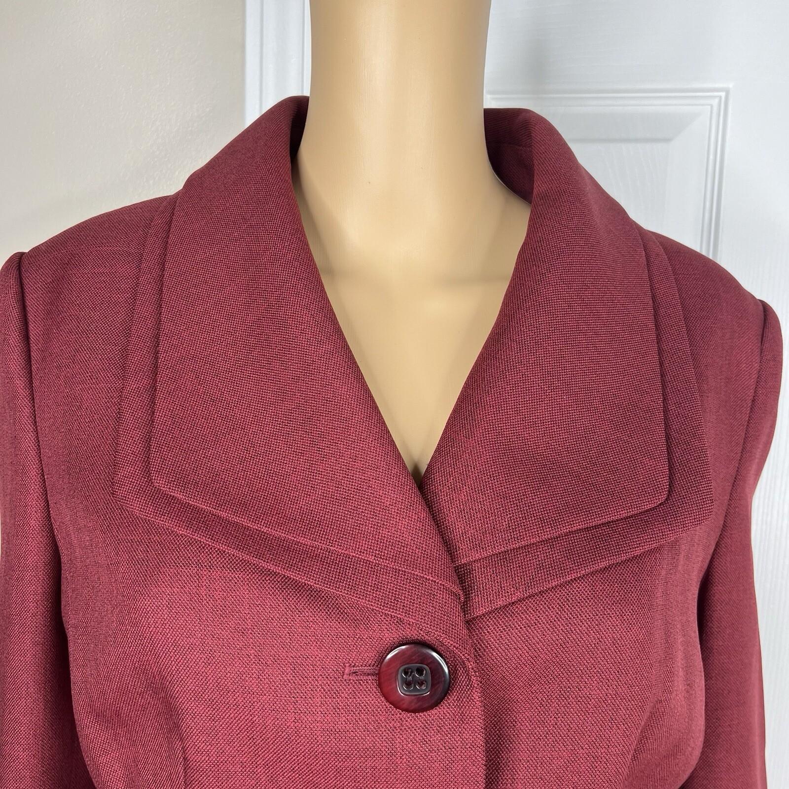 Le Suit Polyester Skirt Suit 14 Twill Bordeaux Shawl Collar Cocktail 2PC New