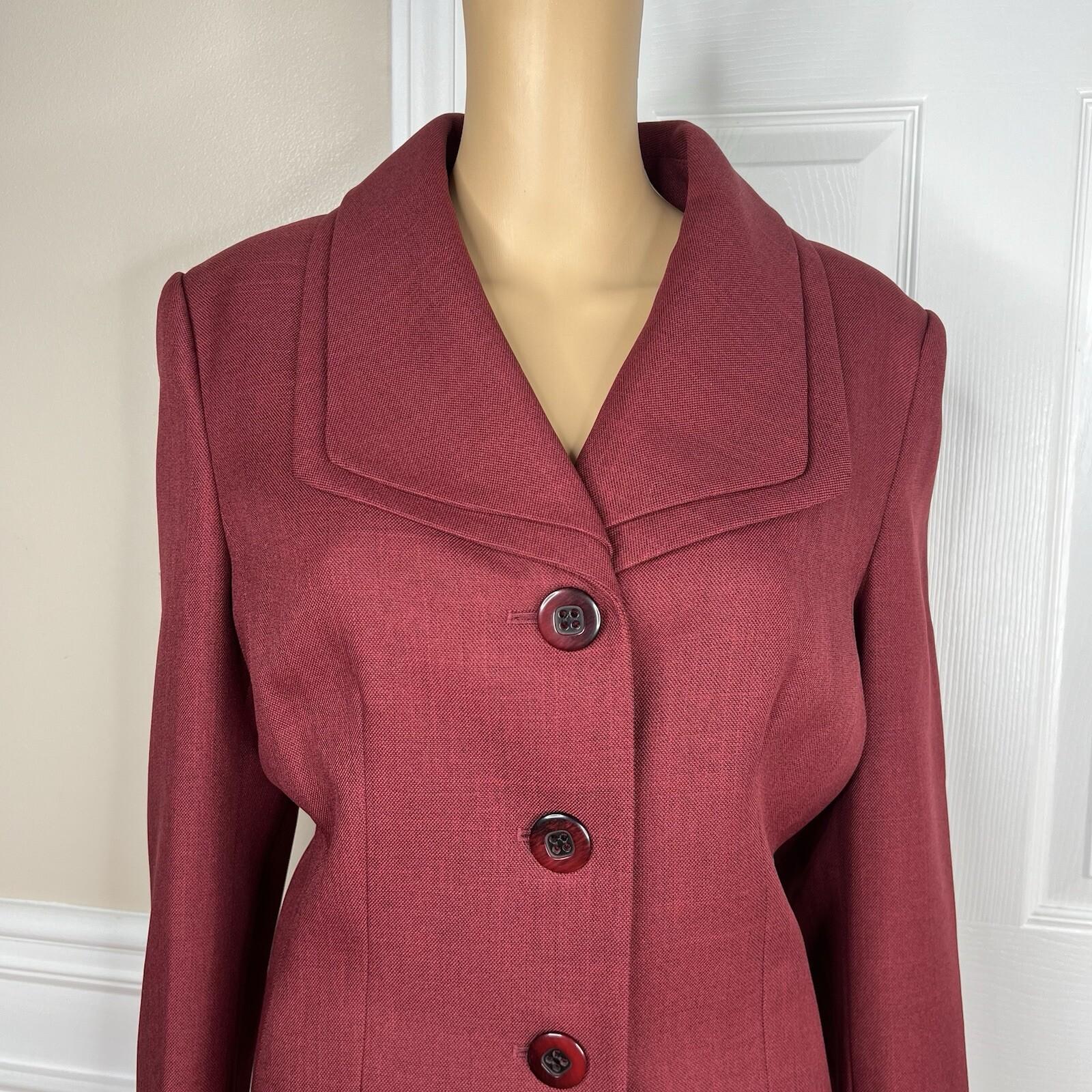 Le Suit Polyester Skirt Suit 14 Twill Bordeaux Shawl Collar Cocktail 2PC New