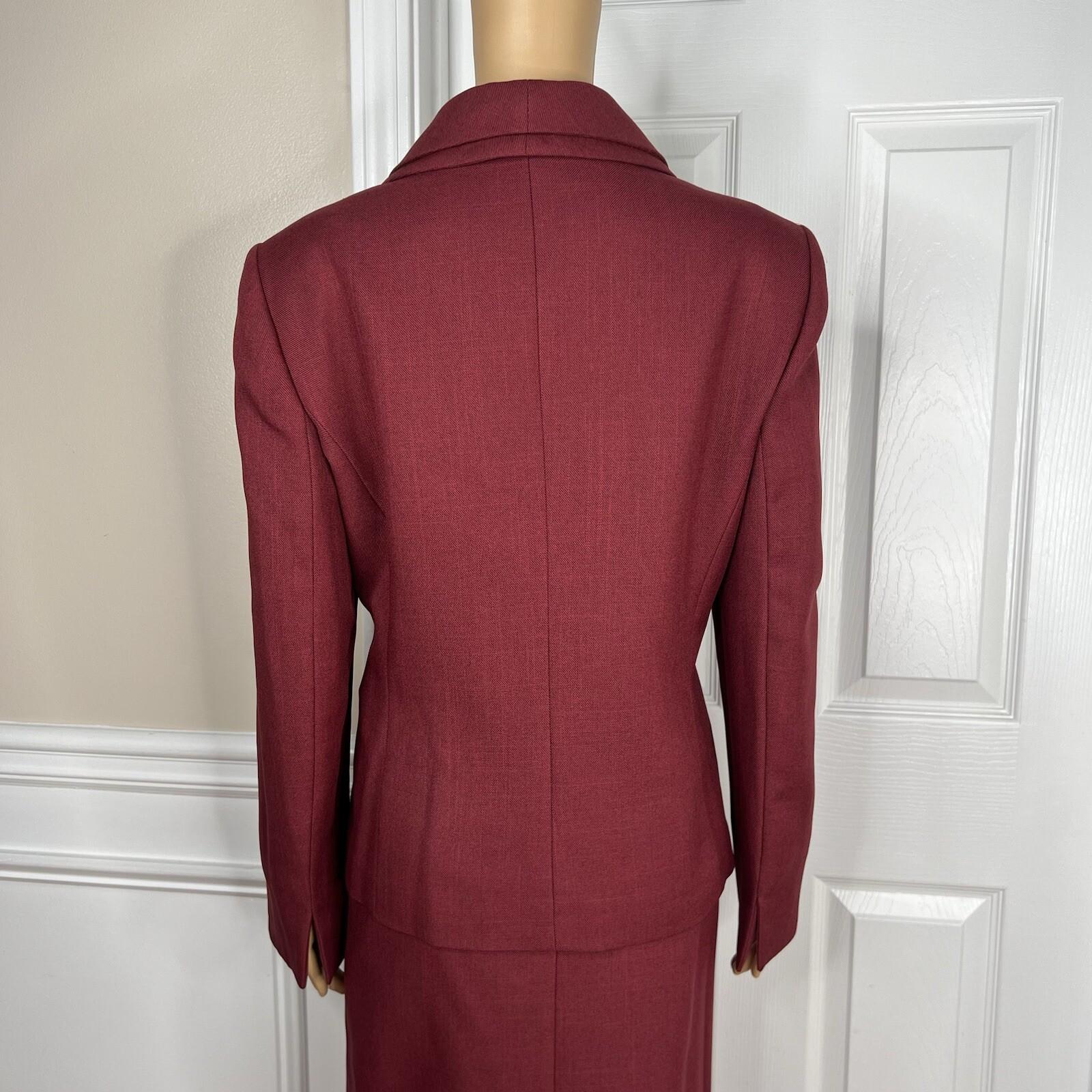 Le Suit Polyester Skirt Suit 14 Twill Bordeaux Shawl Collar Cocktail 2PC New