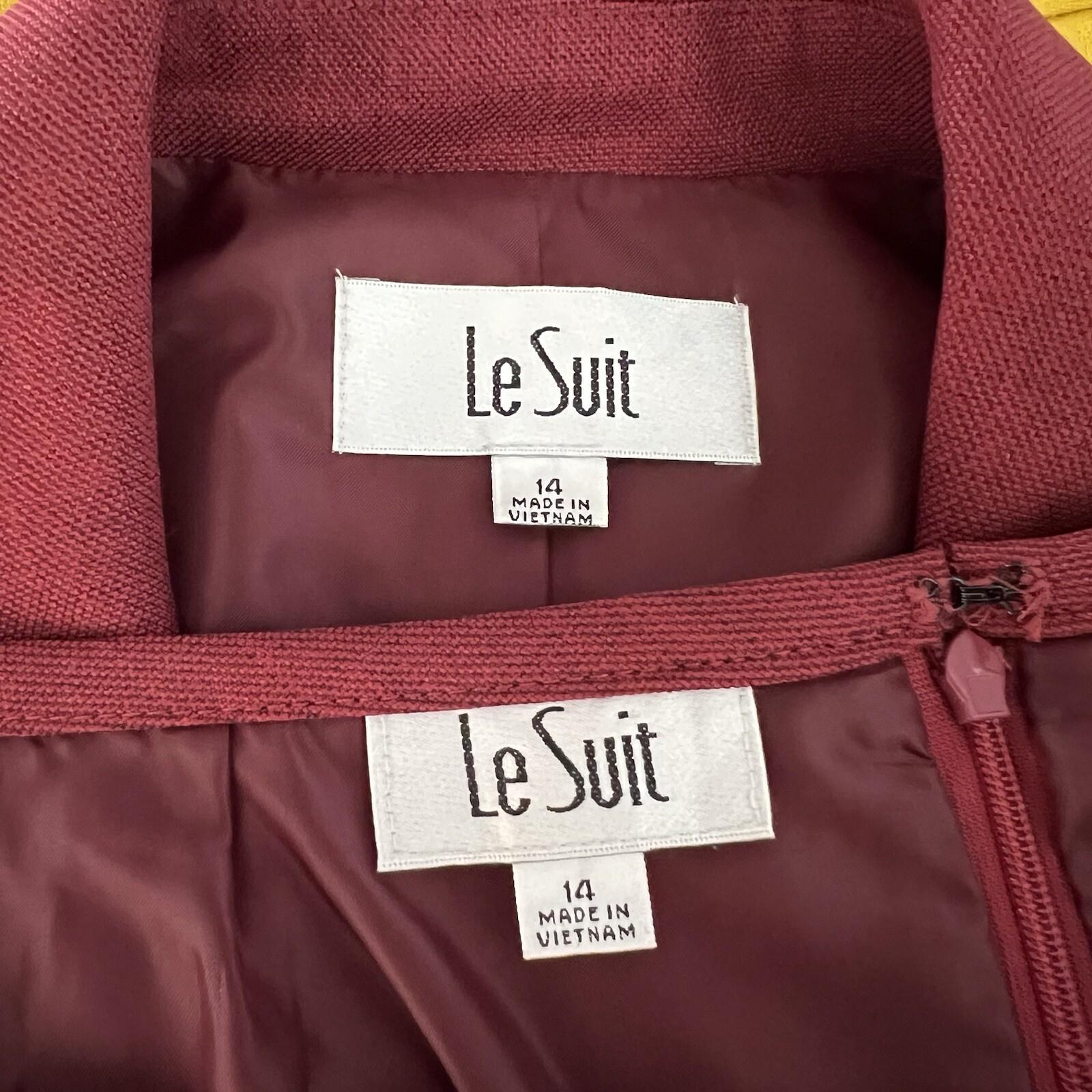 Le Suit Polyester Skirt Suit 14 Twill Bordeaux Shawl Collar Cocktail 2PC New