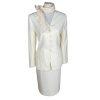 Le Suit Vintage Polyester Rayon Skirt Suit Scarf Size 10 Off White 2PC Lined