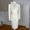 Le Suit Vintage Polyester Rayon Skirt Suit Scarf Size 10 Off White 2PC Lined
