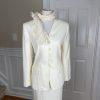 Le Suit Vintage Polyester Rayon Skirt Suit Scarf Size 10 Off White 2PC Lined