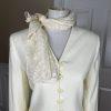 Le Suit Vintage Polyester Rayon Skirt Suit Scarf Size 10 Off White 2PC Lined