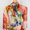 New l'Atiste By Amy Maxi See Through Tier Dress M Floral Sheer Bubble Sleeves