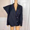 Liz Claiborne Vintage Wool Pant 12 Suit 10 Dark Blue Striped Double Breasted 2PC