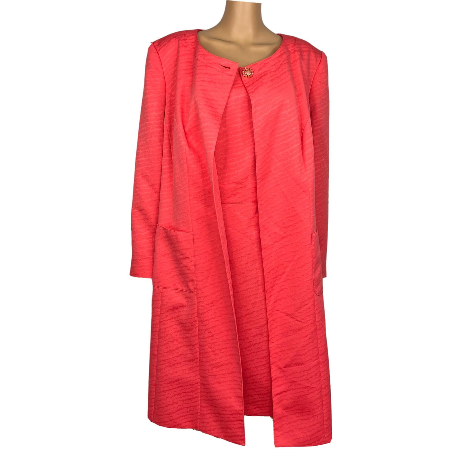 New JOHN MEYER 2P Coral Polyester Lined Collarless Dress Suit Size 22W MSRP 0