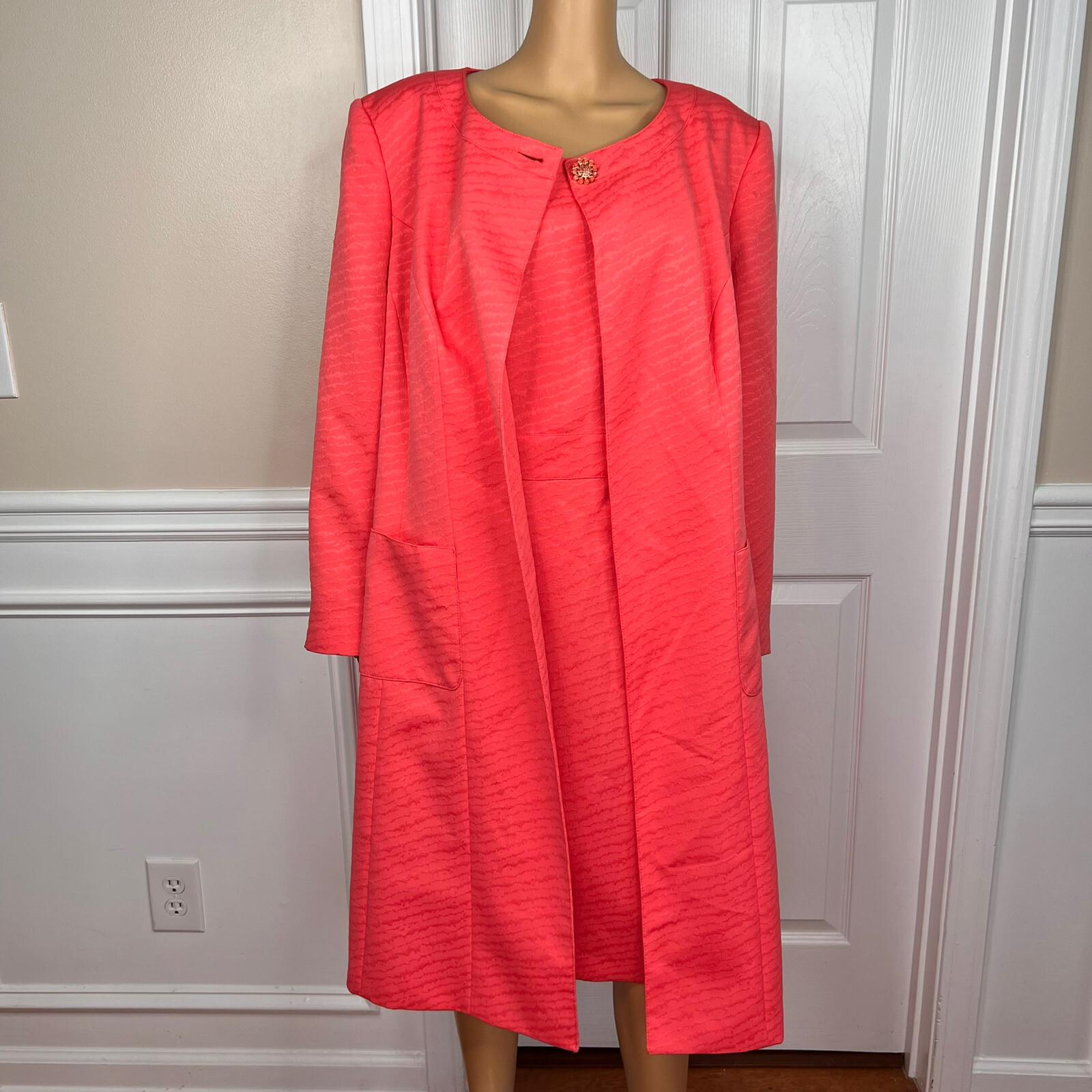 New JOHN MEYER 2P Coral Polyester Lined Collarless Dress Suit Size 22W MSRP 0