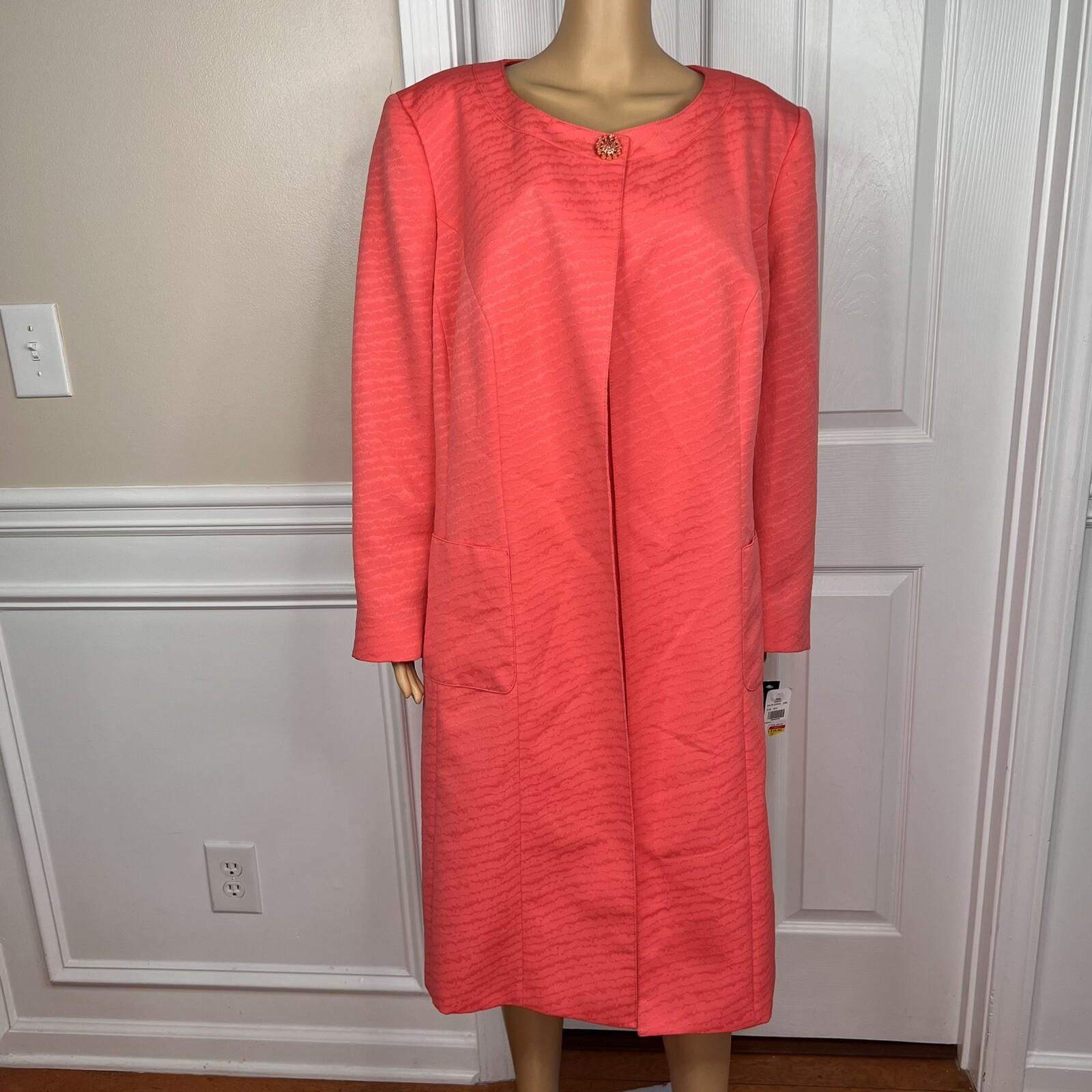 New JOHN MEYER 2P Coral Polyester Lined Collarless Dress Suit Size 22W MSRP 0
