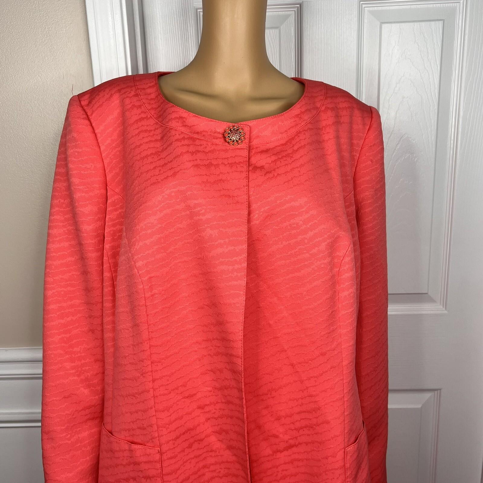 New JOHN MEYER 2P Coral Polyester Lined Collarless Dress Suit Size 22W MSRP 0