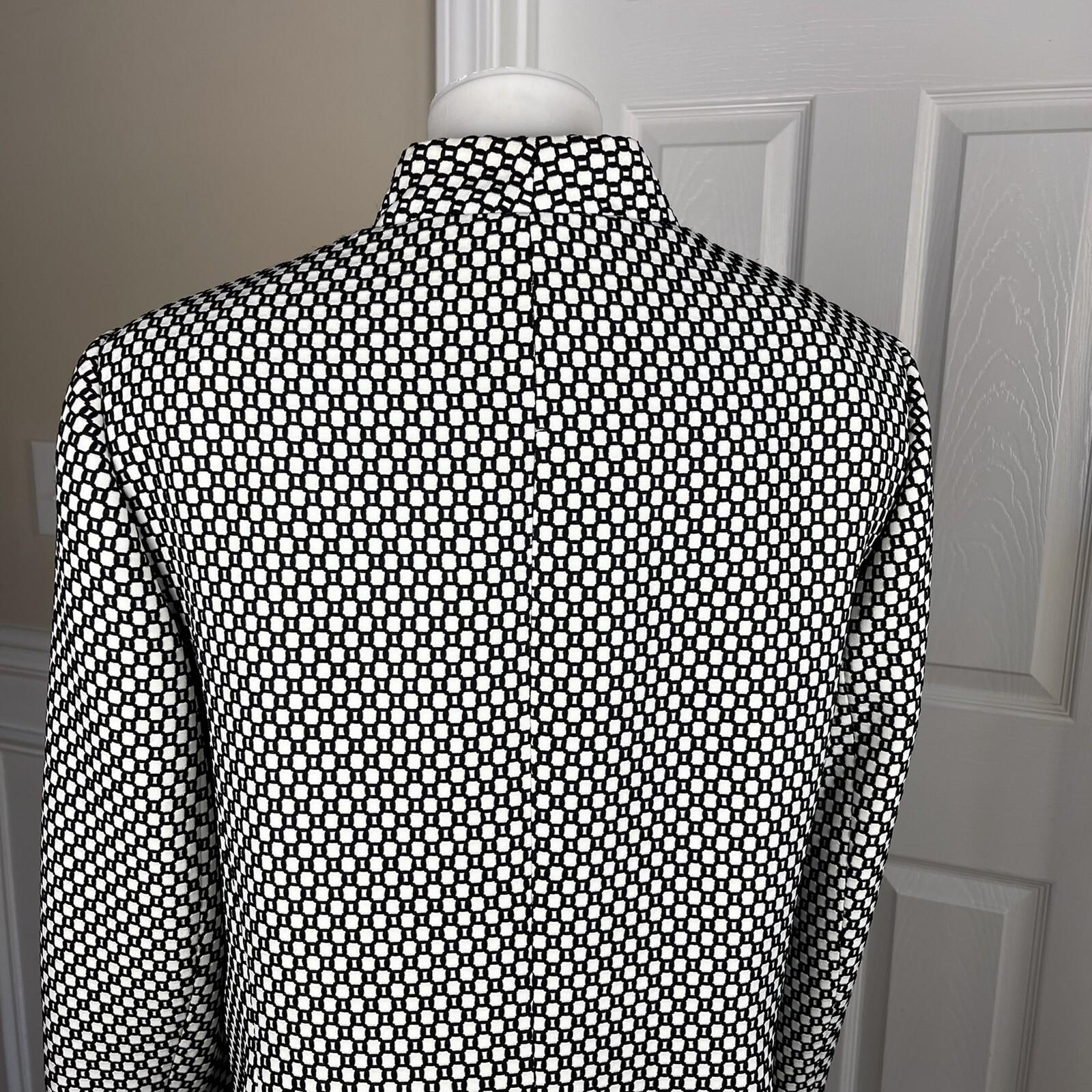 Jones Studio Women Polyester Blazer Size 14W Black White Lined Open Front