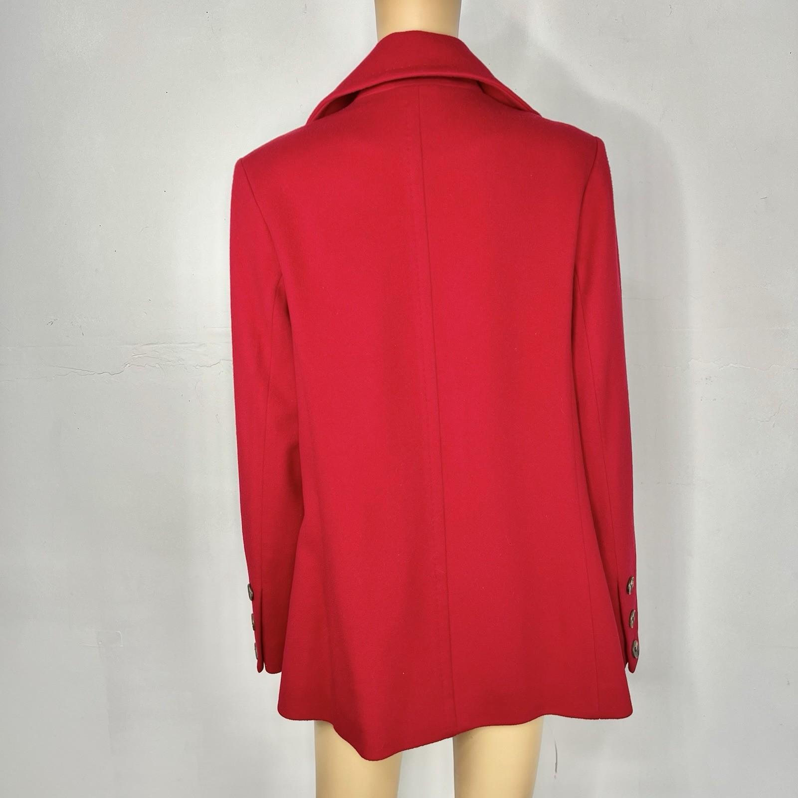 Fleurette Loro Piana 100% Lambswool Pea coat Size 14 Red Double Breasted Power