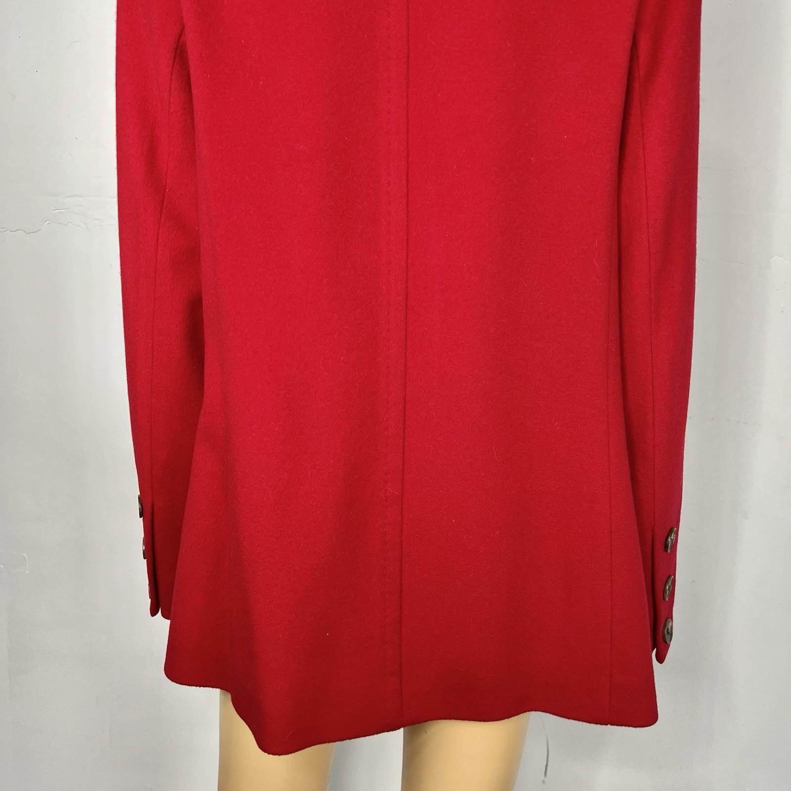 Fleurette Loro Piana 100% Lambswool Pea coat Size 14 Red Double Breasted Power