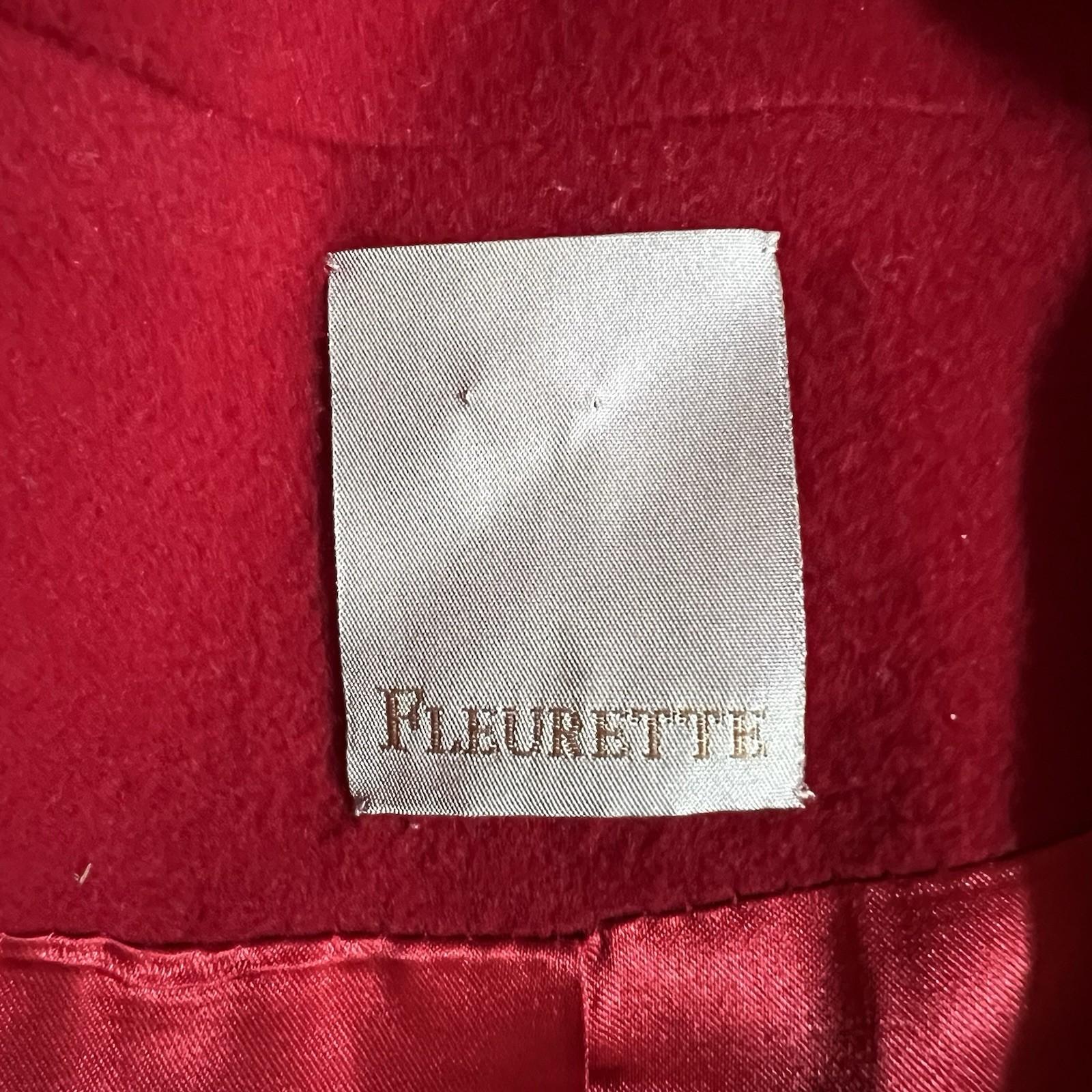 Fleurette Loro Piana 100% Lambswool Pea coat Size 14 Red Double Breasted Power