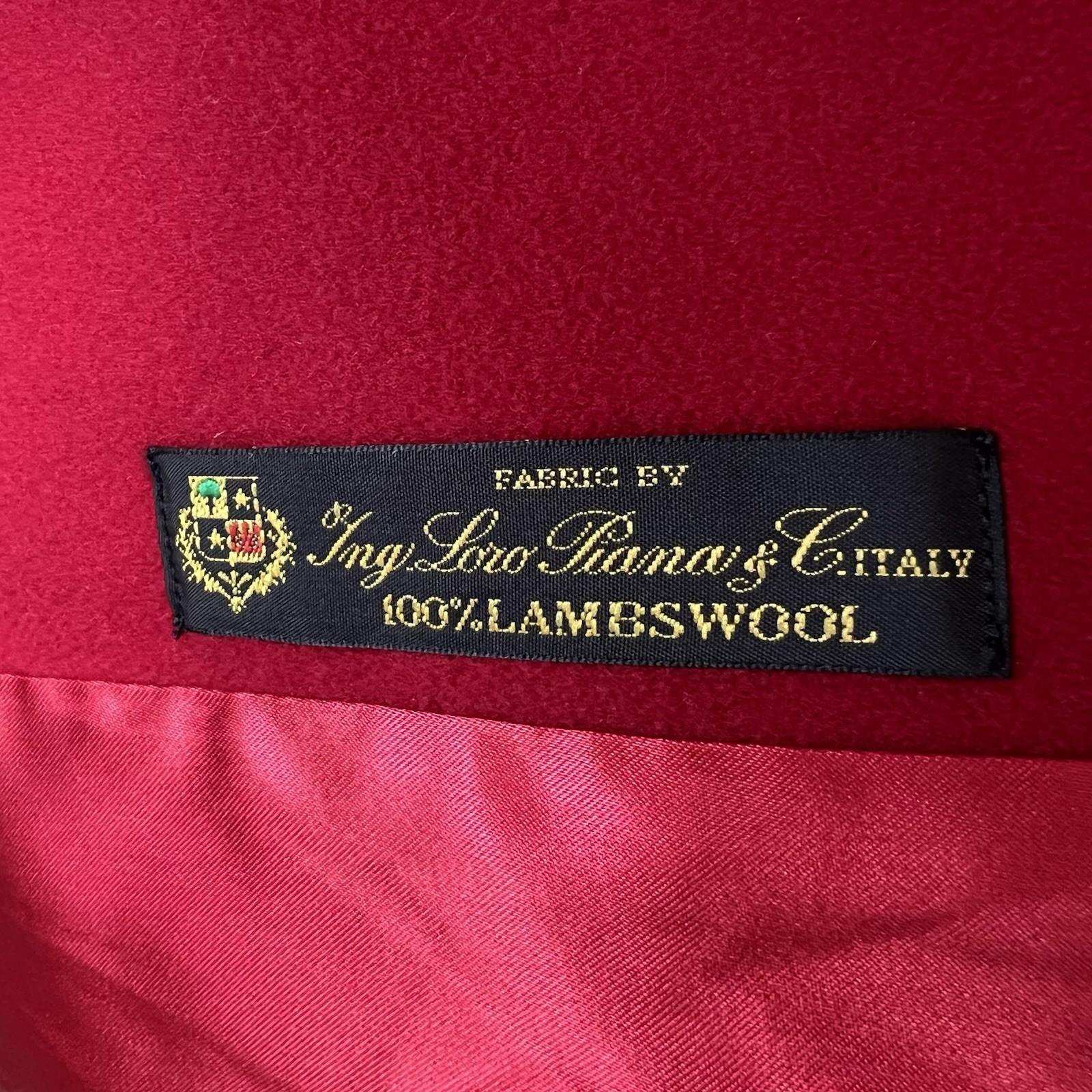 Fleurette Loro Piana 100% Lambswool Pea coat Size 14 Red Double Breasted Power
