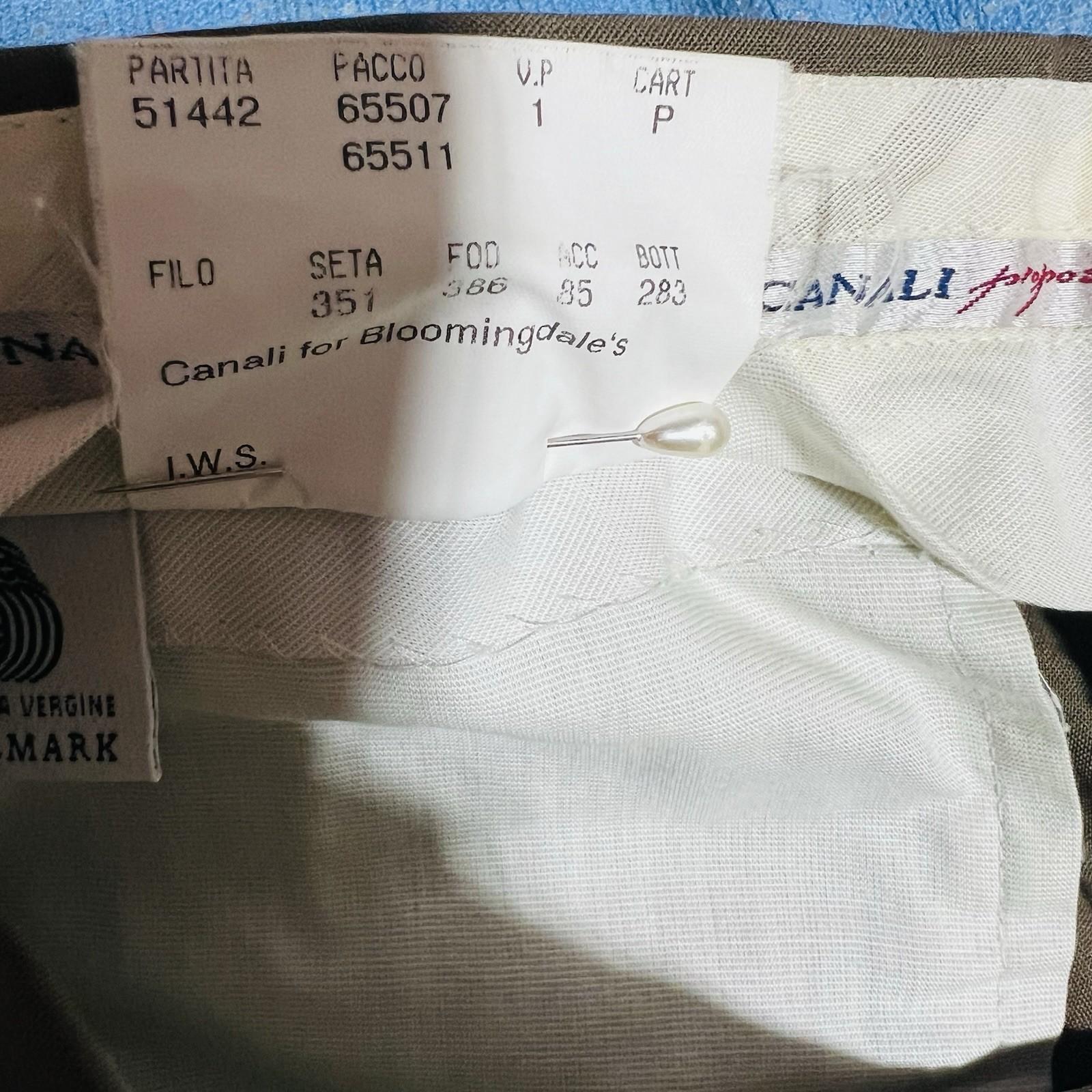 Canali Proposta Pleated Pants Men 34x31 Juniper Pure New Wool Made In Italy
