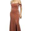 Jenny Yoo Collection Velvet Formal Dress Size 10 Terracotta Flounce Off Shoulder