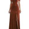 Jenny Yoo Collection Velvet Formal Dress Size 10 Terracotta Flounce Off Shoulder