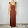 Jenny Yoo Collection Velvet Formal Dress Size 10 Terracotta Flounce Off Shoulder