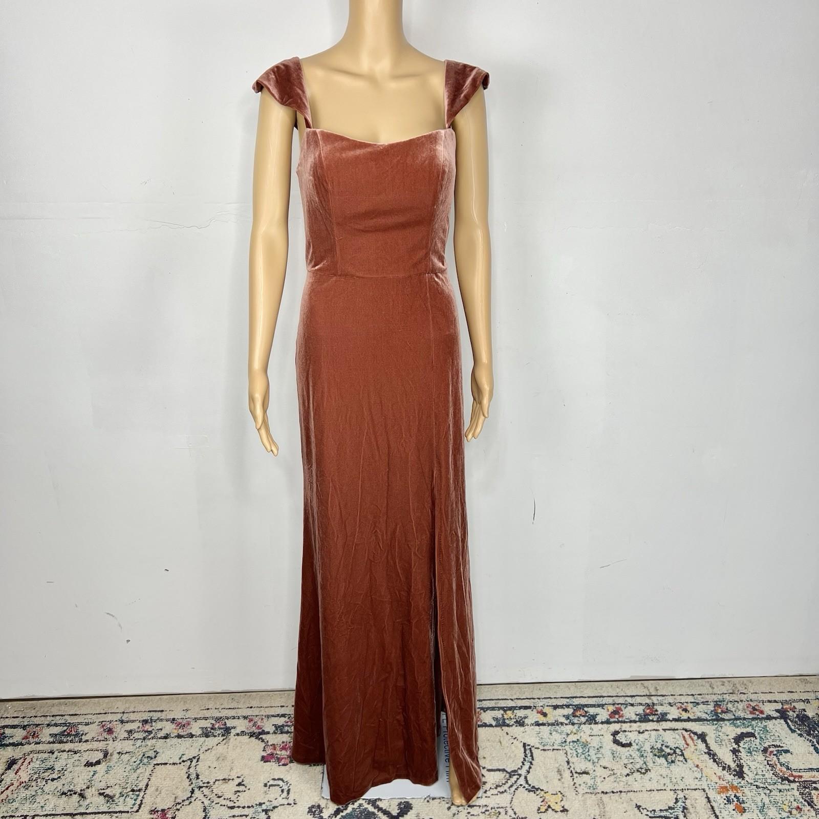Jenny Yoo Collection Velvet Formal Dress Size 10 Terracotta Flounce Off Shoulder
