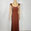 Jenny Yoo Collection Velvet Formal Dress Size 10 Terracotta Flounce Off Shoulder