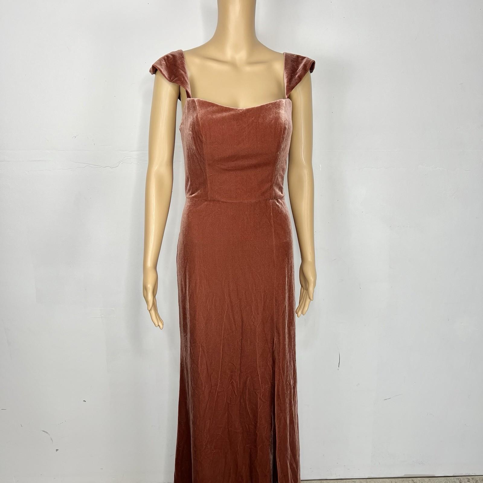 Jenny Yoo Collection Velvet Formal Dress Size 10 Terracotta Flounce Off Shoulder
